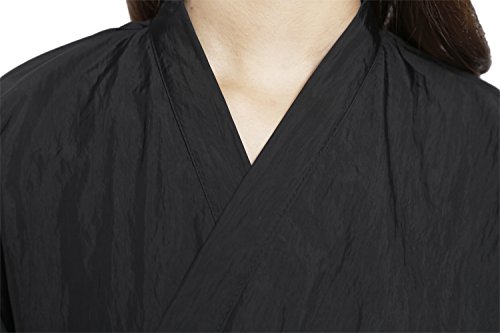 Bata de peluquería para cliente estilo kimono, Capa para peluquería – 109cm de largo (Negro)