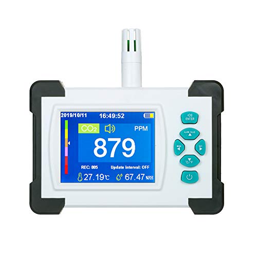 Baugger Medidor de Co2 - Detector de Dióxido de Carbono con Batería Recargable Medidor de Co2 Portátil Probador Para Dióxido de Carbono Detector de Calidad del Aire Co2 Medidor Monitor