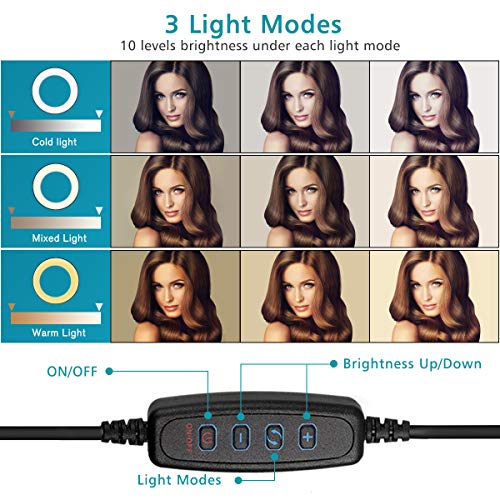 Beauty LED Ring Light 6" Dimmable Selfie Light Maquillaje Fotografía Iluminación Mini Circle Lámpara de Escritorio Light con Cellp Hone Holder para Youtube Videos/Streaming/Instagram