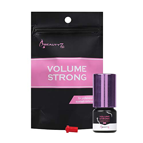 Beauty7 Extensión de Pestañas Volumen Strong de Pegamento Adhesivo Color Negro 1-2 Segundos Secado Rápido 2ml