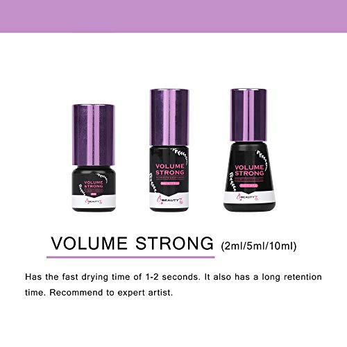 Beauty7 Extensión de Pestañas Volumen Strong de Pegamento Adhesivo Color Negro 1-2 Segundos Secado Rápido 2ml