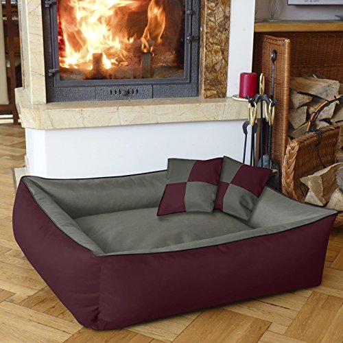 BedDog® 2en1 colchón para Perro MAX Quattro XXL Aprox. 120x85 cm, 8 Colores, Cama, sofá,Cesta para Perro, Burdeos/Gris