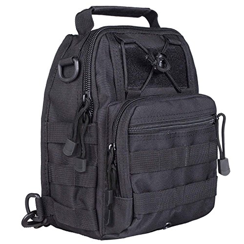 BeGrit honda táctica militar Mochila Bolsa de hombro pecho EDC para caminatas al aire libre campo de deportes negro