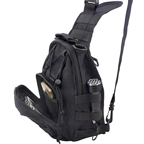 BeGrit honda táctica militar Mochila Bolsa de hombro pecho EDC para caminatas al aire libre campo de deportes negro