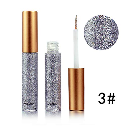 Beito 1 unid brillante impermeable de sombra de ojos brillo delineador de ojos líquido maquillaje metálico delineador de ojos lápiz de larga duración ojo herramientas cosméticas(3 plata)