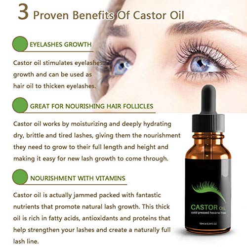 Beito 1Bottle Natural Organic Castor Oil Lash Growth Serum Cejas Mejora de suero Estimular el tratamiento de pestañas Lash Booster para pestañas y cejas Crecimiento de cabello (10ml / 0.34fl.oz)