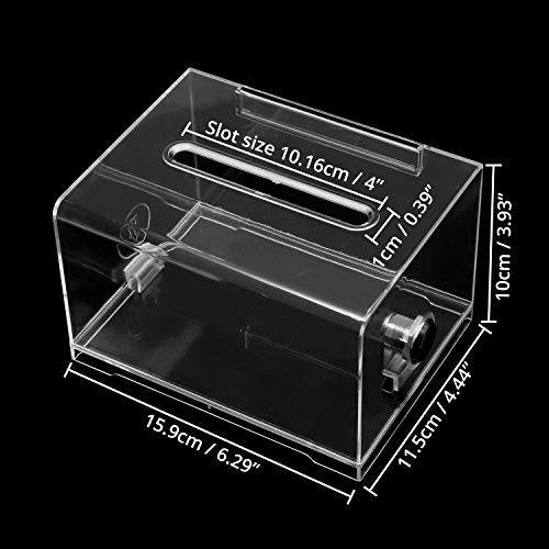 Belle Vous Caja Para Sugerencias (Pack De 2) - 15,9x11,5x10cm Caja de Urna Acrílico con Cerradura Y 2 Llaves –Caja de Votación para Tarjetas de Negocios, Sugerencias, Tickets, Concursos Y Eventos