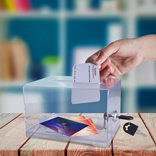 Belle Vous Caja Para Sugerencias (Pack De 2) - 15,9x11,5x10cm Caja de Urna Acrílico con Cerradura Y 2 Llaves –Caja de Votación para Tarjetas de Negocios, Sugerencias, Tickets, Concursos Y Eventos