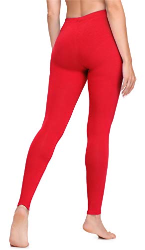 Bellivalini Leggins Mallas Deportivas Largas en Viscosa Mujer BLV50-147 (Rojo, L)