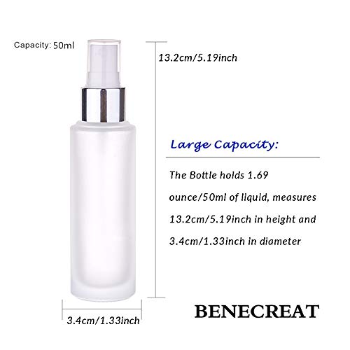 BENECREAT 4 Pack 50ml Botellas de Perfume de Vidrio Esmerilado Botella de Spray con Tapa Dorada y Plateada Atomizador Superior de Perfume con Embudo y Pipeta