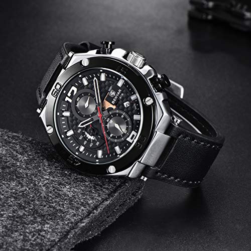 BENYAR hombres reloj cronógrafo de cuarzo Fecha 3 ATM impermeable relojes Economía Deportes cuero de diseño de reloj de pulsera para hombres Padre