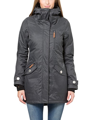 Berydale Parka para mujer con capucha y lazos para los pulgares, Gris, 38