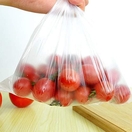 BESTonZON 4 Rollo de Bolsas de Frutas y Verduras de Polietileno Bolsas de Plástico Transparente Alimentos Embalaje Paquete para Cortar Panadería Tienda (40X30 CM)