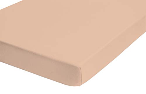 Biberna 2744/557/041 - Sábana bajera ajustable elástica, franela 100% algodón, ultrasuave e extensible, para una cama de 140 x 200 cm, hasta 160 x 200 cm, color beige