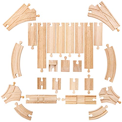 Bigjigs - Ampliación de riel de bajo Nivel, Compatible con Otras Marcas Principales de rieles de Madera