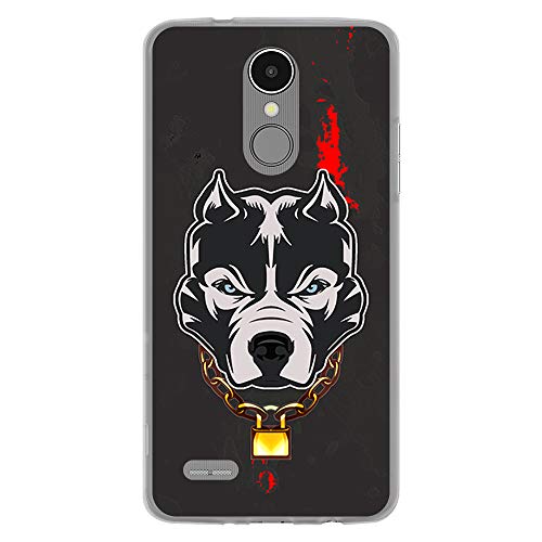 BJJ SHOP Funda Transparente para [ LG K8 / K4 2017 ], Carcasa de Silicona Flexible TPU, diseño: Pitbull con Colgante de Oro