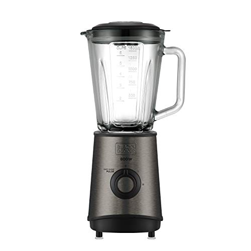 Black+Decker BXJB800E Batidora de Vaso, 800 W, 1.5 litros, Acero Inoxidable, Gris