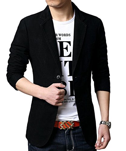 Blazer Casual para Hombre Chaquetas de Traje Slim fit Chaqueta de algodón sólido de un Solo Pecho Abrigo Chaqueta de Dos Botones Casual Blazer