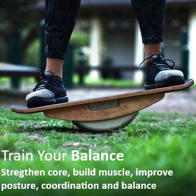 Blue Planet Equilibrio Surfer 7-en-1 de Madera de bambú Balance Board Trainer para la Oficina, Gimnasio y hogar | Grande para mesas de pie, Surf, Ejercicio! (Goma eva)