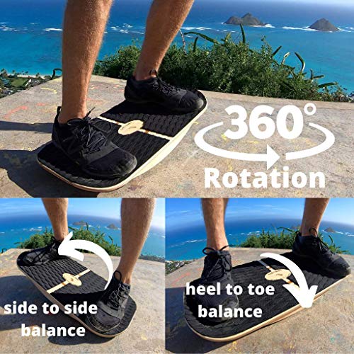 Blue Planet Equilibrio Surfer 7-en-1 de Madera de bambú Balance Board Trainer para la Oficina, Gimnasio y hogar | Grande para mesas de pie, Surf, Ejercicio! (Goma eva)