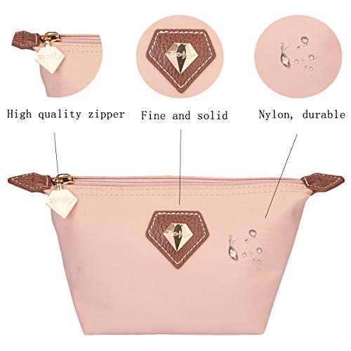 BOJLY Bolsa de Maquillaje, Bolsa de aseo Neceser de Viaje para Hombres y Mujeres, Bolso Cosmético de Nylon Plegable Impermeable Multifuncional, Bolso de Forma Ravioli, Rosa