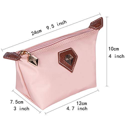 BOJLY Bolsa de Maquillaje, Bolsa de aseo Neceser de Viaje para Hombres y Mujeres, Bolso Cosmético de Nylon Plegable Impermeable Multifuncional, Bolso de Forma Ravioli, Rosa