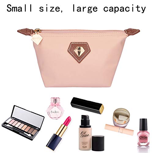 BOJLY Bolsa de Maquillaje, Bolsa de aseo Neceser de Viaje para Hombres y Mujeres, Bolso Cosmético de Nylon Plegable Impermeable Multifuncional, Bolso de Forma Ravioli, Rosa