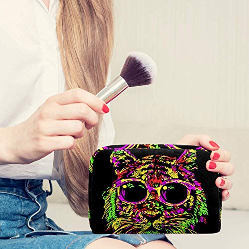 Bolsa de aseo de tigre colorida abstracta – Organizador de maquillaje grande para hombres y mujeres