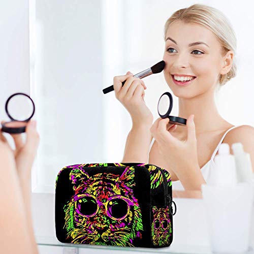 Bolsa de aseo de tigre colorida abstracta – Organizador de maquillaje grande para hombres y mujeres