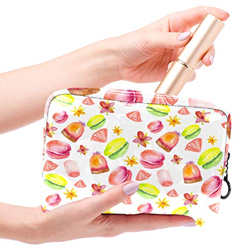 Bolsa de maquillaje portátil con cremallera bolsa de aseo de viaje para las mujeres práctico almacenamiento cosmético bolsa acuarela dulces pasteles macarrones donuts