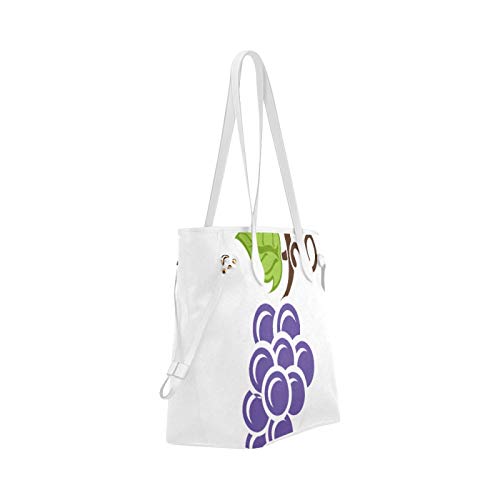 Bolso de compras Bolso de mano Romántico Lindo Dibujos animados Uvas moradas Bolso de herramientas de hombro Bolso de mano de gran capacidad Resistente al agua con asa duradera