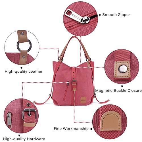 Bolso Mochilas Mujer Casual Vendimia, JOSEKO Niña Lona Multifuncional Antirrobo Bolso de Cuero de Gran Capacidad Bolsas de Viaje para Cualquier Ocasión