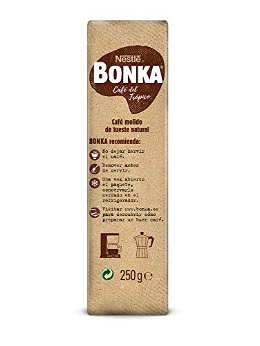 BONKA Café Molido de Tueste Natural Puro Colombia y Cultivo Sostenible, Paquete de Café de 8 x 220 g