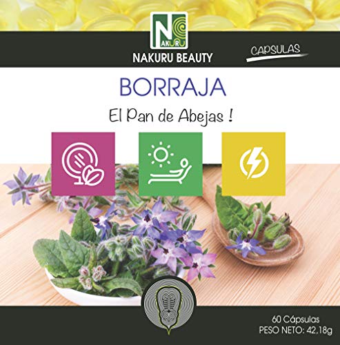 Borraja / 60 cápsulas de 703mg / NAKURU Beauty/Analizado y envasado en Francia /"El Pan de Abejas!"