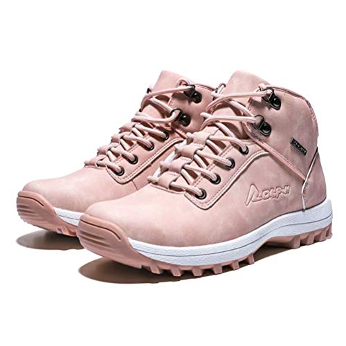 Botas de Nieve Hombre Mujer Botas de Invierno Zapatillas Trekking Impermeables Nieve Antideslizante Calientes Botines Rosado 38