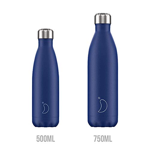 Botella De Agua De Chilly's | Acero Inoxidable y Reutilizable | Prueba de Fugas, Libre de transpiración | Azul Mate | 500ml