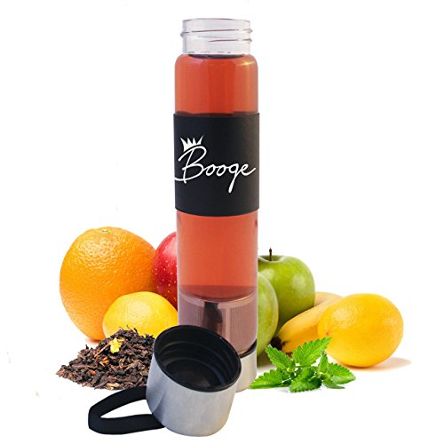 Botella de Infusion booge Sonora | botella de cristal hermético con infusor para té y fruta 450 ml | práctico y Design, Cette botella se transporte AU escritorio, a la escuela, AU Sport, en viaje.