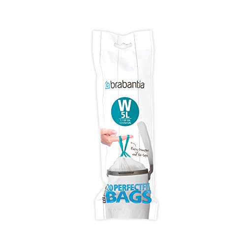 Brabantia Código W Bolsas de Basura Formato Rollo, Blanco, 5 L, 20 Unidades