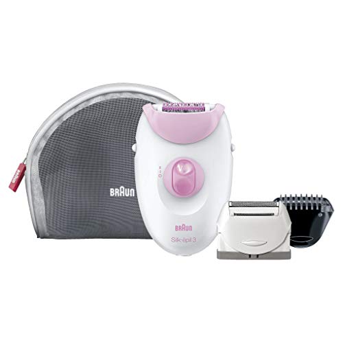 Braun Silk-épil 3 3270 - Depiladora para mujer con cable, cabezal de afeitado, peine recortador y estuche de viaje, edición regalo, color blanco/rosa