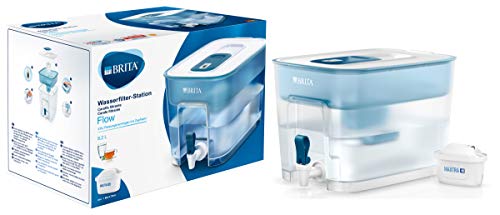 BRITA depósito Flow – Dispensador de Agua Filtrada con 1 cartucho MAXTRA+, Filtro de agua BRITA que reduce la cal y el cloro, Agua filtrada para un sabor óptimo, 8.2L