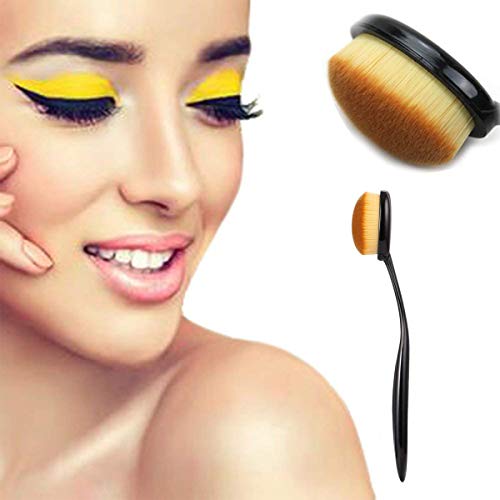 Brocha de maquillaje, 2 unidades, profesional, ovalada, corrector, base, rubor, cepillo de dientes suave, color amarillo claro