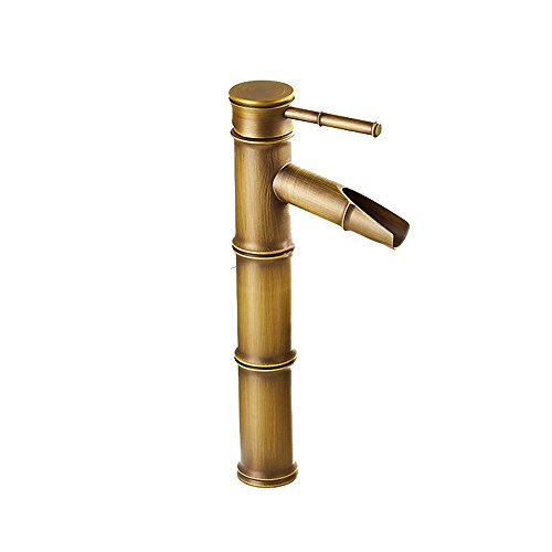 Bronce Antiguo de la Vendimia AYL Montado Cubierta de Bambú de Cobre Completa Cocina Baño Grifo Lavabo Grifo Hotel Con Accesorios , Cobre, 3 Joints Break Mouth