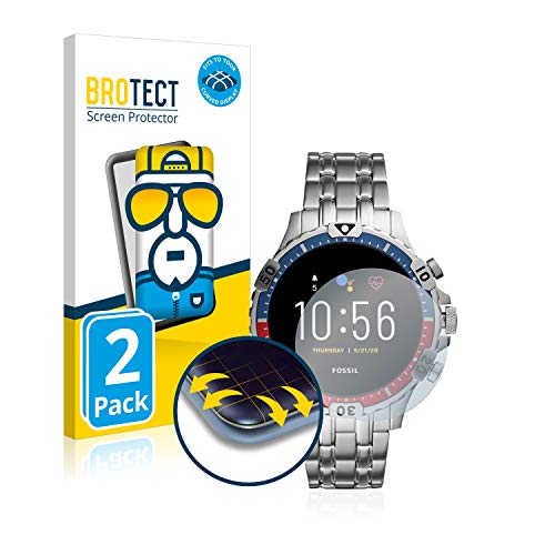 BROTECT Protector Pantalla Completa Compatible con Fossil Garrett HR (5. Gen) (2 Unidades) 3D Curvo