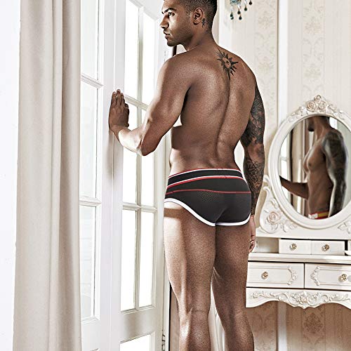 BSHETR Calzoncillos Slip de Algodón Transpirable Ropa Interior para Hombre Elástica (R911, L)