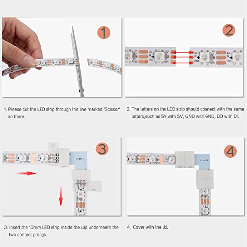 BTF-LIGHTING 3Pin WS2812B WS2811 SK6812 Corner Connector 10mm Wide led strip right angle L shape solderless No soldering 10sets