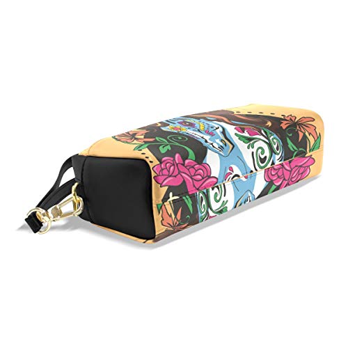 Caballo Patrón floral Cráneo Colorido para estudiante Niño Niña Cremallera Bolsa Monedero Estuche de lápices Bolígrafo Bolso estacionario Bolsa de maquillaje cosmético Hipster