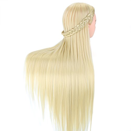 Cabeza de Maniquí Neverland 80 cm 100% Cabello Sintético Practicas Formación Muñeca de la Cosmetología práctica maniquí muñeca para Peluquería con Soporte + Accesorios de Peinado DIY