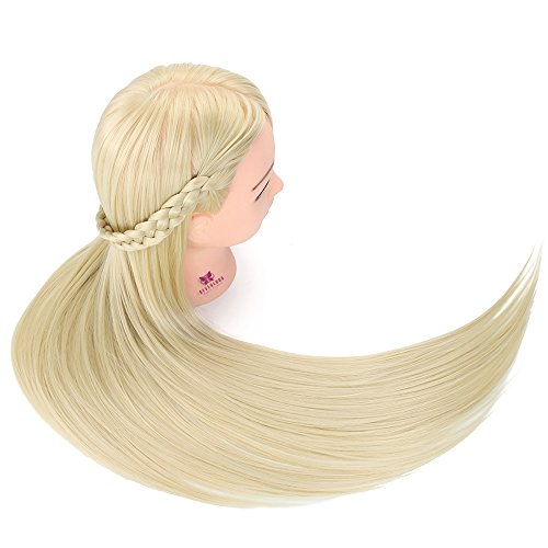 Cabeza de Maniquí Neverland 80 cm 100% Cabello Sintético Practicas Formación Muñeca de la Cosmetología práctica maniquí muñeca para Peluquería con Soporte + Accesorios de Peinado DIY