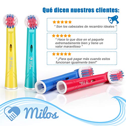 Cabezales de Recambio Oral B Infantil, Paquete de 4 Cabezales para Cepillo de Dientes Eléctricos para Niños de Milos