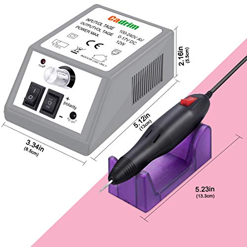 Cadrim Torno para Uñas Profesional para Manicura y Pedicura Eléctrica del Taladro del Clavo, Manicura Herramienta (20,000rmp) (Gris)